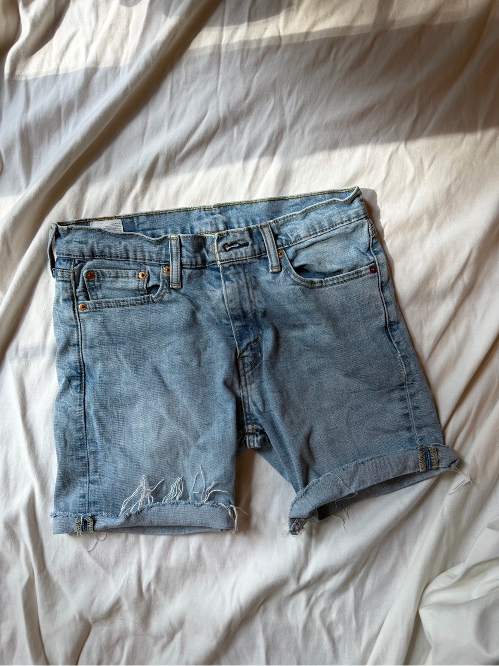 Light Wash Distressed Denim Shorts